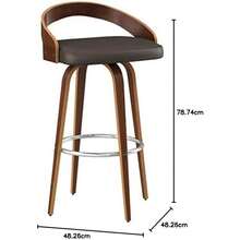 Armen Living Sonia Taburete Giratorio Moderno de 26 Pulgadas de Altura del Asiento de Mediados de Siglo para mostrador de Isla de Cocina en Piel sintética café y Madera de Nogal - Maderacafynogal - Ver 3