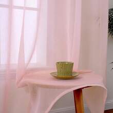 MIULEE 2 paneles de cortinas semitransparentes de color café chocolate, elegantes ojales en la parte superior, cortinas de gasa/tratamiento de lino con textura para recámara, sala de estar (54 x 72 - Rosa - Ver 8