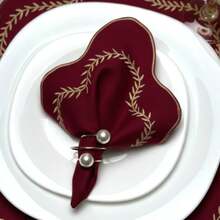 Placemat Kit, Embroidered Placemat, Round/Rectangular Table Placemat And Napkins - 巴黎勃根地 - 查看 3
