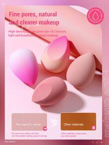 4 piezas de esponjas de maquillaje, adecuadas para corrector en crema y en polvo, aplicador de maquillaje en polvo suelto - Rosa - Ver 4