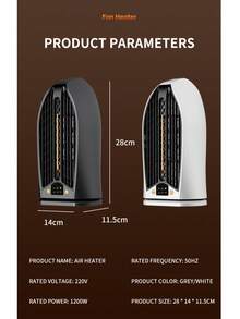 1 pièce Radiateur électrique portable oscillant automatique 1200W pour bureau/dortoir/voyage, chauffage rapide par PTC, puissant souffleur d'air chaud pour usage domestique - Prise de type UE C (220-240 V) - Voir 12