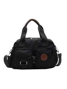 New Retro Style Large Capacity Handbag, Solid Color Fashion Versatile Women's Shoulder Bag, Casual Minimalist Adjustable Strap Crossbody Bag Suitable For Outings, Dates, Shopping, Daily Commute - Black - View 8