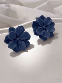 1 对简约百搭夸张山茶花和珍珠耳钉，适合女士 - 白色 - 查看 10