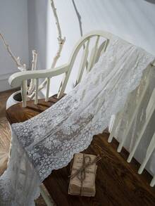 1 件法式白色蕾丝刺绣桌旗，浪漫简约风格矩形桌旗，适用于婚礼、日常、节日、派对、生日、家居、厨房、户外、婚礼装饰，高端蕾丝桌旗 - 白色 - 查看 10