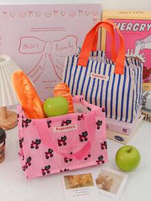 1 Stück süße Cartoon Lunchbox Tragetasche mit großer Kapazität, Lebensmitteltasche mit Griff, blau gestreifter Muster, Camping Snack Aufbewahrungstasche, Lebensmittelbehälter Aufbewahrungstasche, niedliche Lunch-Tasche, Picknick Snack-Tasche, Camping Lebensmittel Aufbewahrungstasche, tragbare Lunchbox-Tasche, Picknick-Zubehör, Schul-Zubehör, Reise-Zubehör, Klassenzimmer-Organizer-Taschen, Haushaltswaren, Geschenke für Lehrer, Freunde und Familie, Lunch-Tasche für Frauen, Lunchbox für die Schule