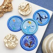 Ocean Embossed Wax Seal Stamp - Perfect For Love Letters, Invitations, Holiday Cards, Journals, Scrapbooking, DIY Crafts