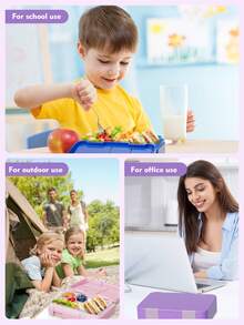 Bento Lunch Box – Leakproof Lunch Container with 5 Compartments, Reusable Meal Prep Snack Box, Portion Control Lunchbox for Kids & Adults, School, Office, Travel & Picnic Food Storage - 紫色 - 查看 6