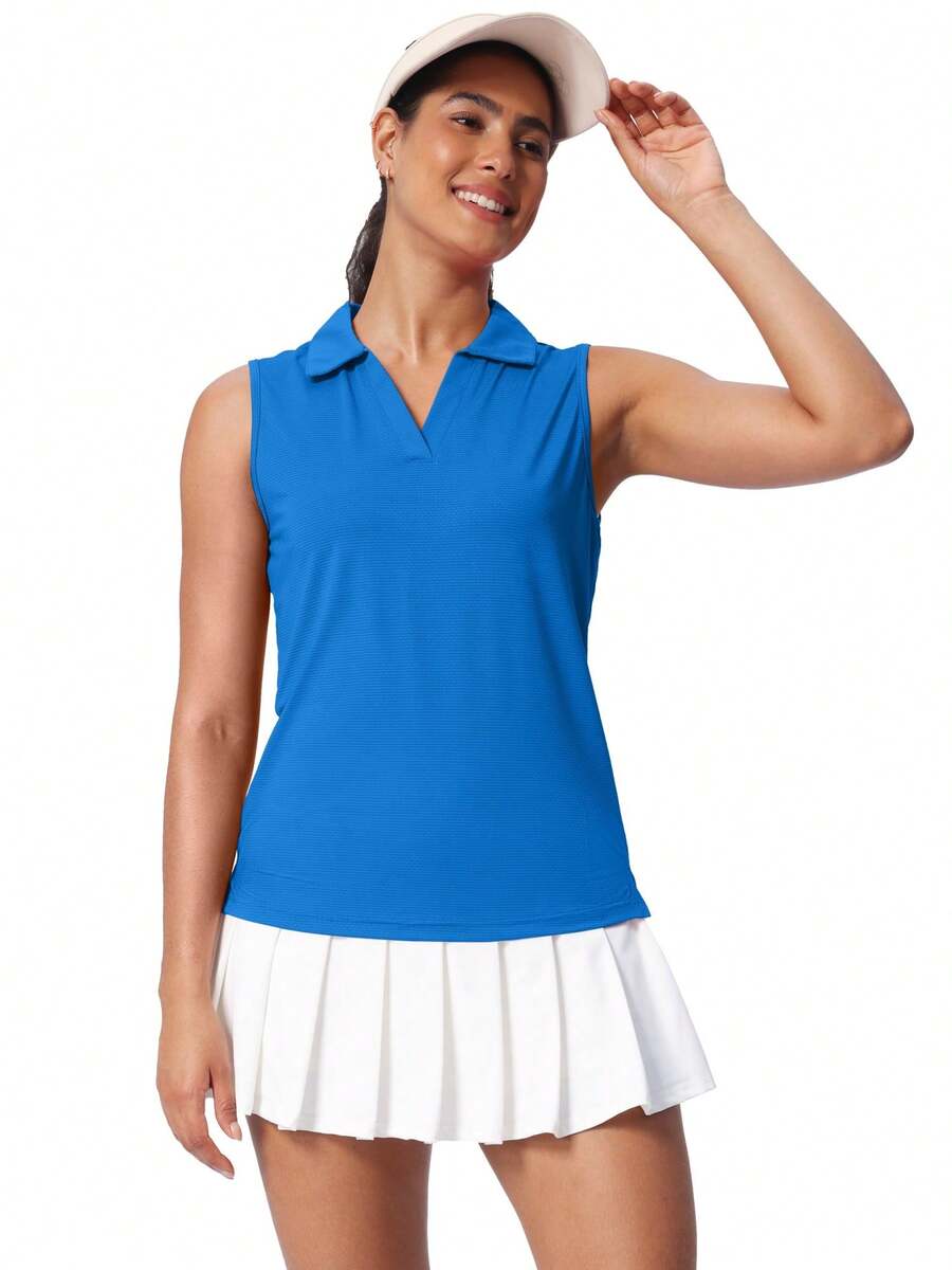 Women's Sleeveless Golf Shirts UPF 50+ Quickly Dry Tennis Polo Lightweight Sports Athletic Tank Tops - Hồ Xanh - Xem 1