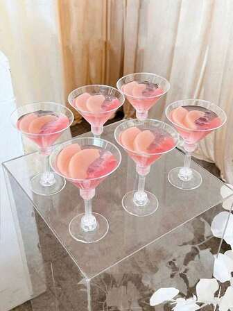 5oz Elegantes copas de martini de plástico - Adecuadas para cócteles, champán y postres - Reutilizables, ideales para bodas, San Valentín y vasos para fiestas