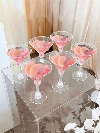 5oz Elegant Plastic Martini Glasses - Suitable For Cocktails, Champagne And Desserts - Reusable, Ideal For Weddings, Valentine's Day And Party Cups