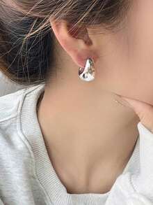 2pcs Fashionable Minimalist Geometric Teardrop Gold/Silver Earrings