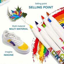 84 Farben Acrylfarben Stifte Pinsel Marker Stifte für Künstler Felsen Malerei, Glas, Keramik Stoff DIY Karten Herstellung Kunstbedarf Schreibwaren - Verschiedenfarbig - Übersicht 7