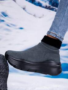 Breathable Anti-Slip Warm Thermal Lining Casual Outdoor Socks For Teenage Boys, Suitable For Winter - Dark Grey - View 4