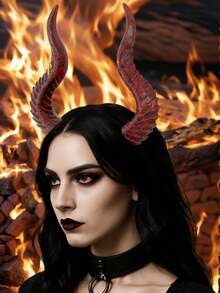 万圣节恶魔角头箍，节日服装头饰，角色扮演化妆派对嘉年华舞台表演装饰，发带，发箍，女士发箍 - 彩色 - 查看 16