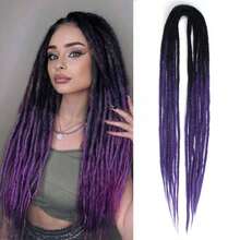 24inch Double Ended Dreadlock Extensions 10strands Straight Braids Thin 0.6cm Synthetic Handmade Reggae Crochet Hair Hip-Hop Soft Locs Dread Extensions - Multicolor - View 28