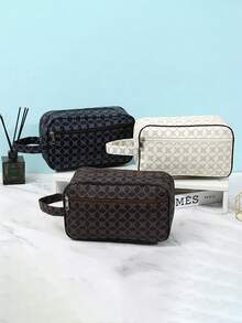 Nueva bolsa de tocador con estampado floral portátil, organizador de viaje de negocios, bolsa de maquillaje de gran capacidad para llevar en la mano, adecuada para el trabajo, los viajes, compacta y conveniente de transportar