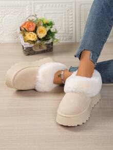 Botas de nieve para mujer de talla grande, de estilo clásico y cómodas, con puntera cerrada y suela gruesa. Con forro grueso y aislamiento térmico acolchado, aptas para uso en interiores y exteriores en invierno