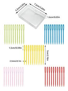 Zestaw 50 akcesoriów do robienia na drutach, plastikowe igły do szycia, do robótek ręcznych i gobelinów, igły do nauki 2,7 cala/7 cm, igły do włóczki, plastikowe igły do szycia, igły do gobelinów, plastikowe igły do sznurowania, bezpieczne plastikowe igły - Wielokolorowe - Zobacz 6
