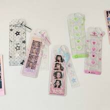 INS风格卡通星星图案透明闪光卡包，偶像收藏相册 - 彩色 - 查看 5