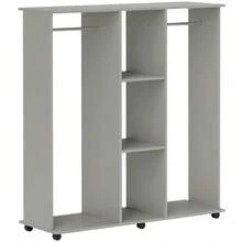HOMCOM Open Wardrobe Double Mobile Storage Shees Organizer W 6 WheelsGrey - Grey1 - View 1
