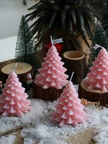 1 pièce Bougeoir en forme d'arbre de Noël, bougie à la cire de soja artisanale et aromatique en bois, convient pour la décoration de la maison, la salle à manger, les fêtes d'anniversaire, les vacances et la salle de bain. Excellent cadeau de Noël pour la famille et les amis, améliore l'atmosphère de Noël pour toutes les saisons