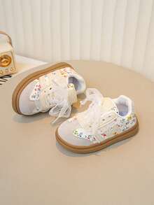 1 双女童蕾丝边钩环扣步行鞋，1-3 岁