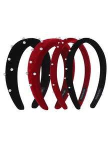 4/1pc Retro Velvet Headband, French Vintage Pearl Hairband, Autumn/Winter Elegant High Crown Hair Accessories Suitable For Daily, Work, School, Festivals