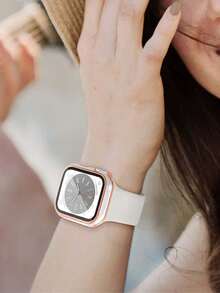 2-In-1 Apple Watch Protective Case, Globally Popular New Product, Apple Watch Screen Protector, PC Hard Material Electroplated Rose Gold Color, Suitable For Apple Watch Ultra 3/2/1, SE, S9/8/7/6/5/4/3/2/1 Series, For Men And Women, Watch Enthusiasts, Replacement SmartWatch 38/40/41mm, 42/44/45/49mm, White Watch Case