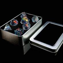 7pcs/Set Multifaceted Transparent Resin Dice, Refracting Multi-Color Lights, Board Games, Parties, Festivals, Outdoor Yard Games, Halloween, Christmas Gifts