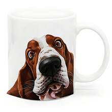 1pc Basset Lover's Ceramic Mug - 11oz Insulated Cup For Hot & Cold Drinks, Cute Full-Body Dog Design, Perfect Gift For Pet Owners, Hand Wash Only, Dog Mug - All White - View 1