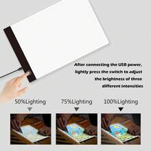 1 Piece Of Painting Sketch Reproduction Lamp Board, With 3 Brightness Adjustment Levels, Powered By USB, Portable Diamond Painting LED Lamp Pad, 5D Diamond Art Tracking Lamp Box Set, High Light Transmittance Acrylic Material, Back-To-School Season, Holiday Gift, Suitable For Diamond Painting, Sketch Painting, Oil Painting, Anime Design - Multicolor - View 6