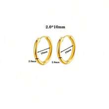 Pendientes de aro de acero inoxidable de moda unisex - Plateado - Ver 35