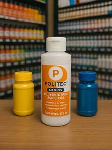 Diluyente para acrilicos marca Politec mantiene brillo adherencia tonalidad formulacion profesional liquido disolvente para pinturas acrilicas secado controlado limpieza pinceles y aerografos envase 120 ml producto pintura suministros artistico calidad taller - diluyente acrilicos politec - Ver 5