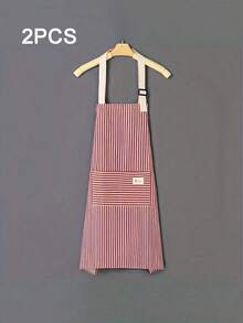 1 Delantal de lino universal anti-manchas para restaurante, cafetería, camarero y uso doméstico en la cocina - Suministros de limpieza para cocina doméstica y comercial, con estilo y práctica. Exquisito diseño a rayas que resalta la calidad de vida. Correa ajustable en el hombro para adaptarse a diferentes necesidades corporales. Ya sea un cocinero en casa o un chef profesional, puede hacerte lucir elegante