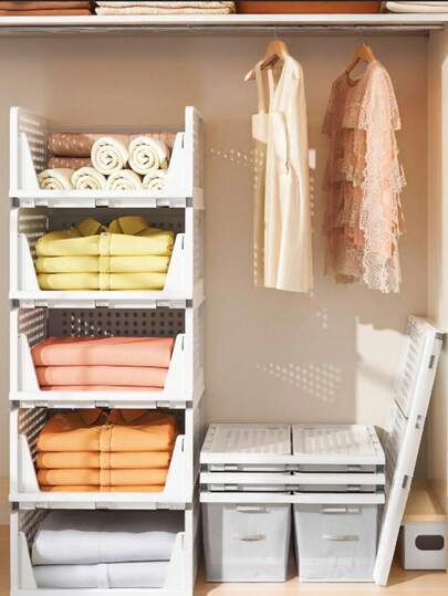 Clothes Organization Storage, Stackable Plastic Storage Boxes, Foldable Wardrobe Drawers/Stackable Wardrobe Organizers For Clothes Storage, Wardrobe Rack Organizers And Plastic Drawer Organizers, Wardrobe Organizers, Cabinets, Kitchen And Office Closet Organizers