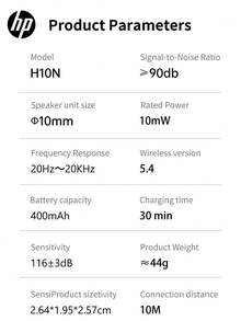 HP 夹耳式蓝牙无线耳机，带 TWS 立体声、ENC 通话降噪、IPX4 防水、5.4 自动配对耳机、带麦克风触控的无线耳机（适用于 Android 和其他系统）、带麦克风的游戏耳机和扬声器，是送给学生和办公室工作人员的绝佳节日母亲节礼物 - 套裝 - 查看 9