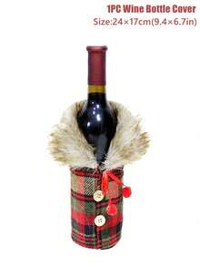 1 pieza Decoraciones navideñas, Funda para botella de vino Feliz Navidad, Funda de botella de vino de tela de lino, Bolsa para botella de vino con cuello de piel, Diseño de disfraz con tema navideño para botella de champán, Decoración de fiesta con tema navideño, Regalos de Navidad, Adecuado para decoración del hogar, decoración de restaurantes, decoración de fiestas, decoración de estilo rústico, Regalos de Año Nuevo 2026
