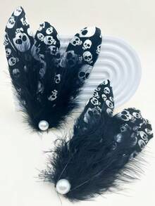 2件套法式白色天鹅羽毛珍珠头饰，适合芭蕾舞、新娘羽毛发饰、情人节配饰