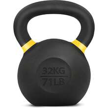 Powder Coated Cast Iron Kettlebell Strength Training Kettlebells Weight Set For Full Body Workout, Home Gym - K - Yellow - 32 KG / 71 LB - View 1