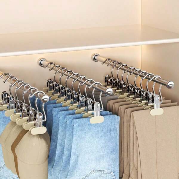 10/5/1pc High-Quality Stainless Steel Storage Hooks, Multifunctional Anti Slip Hook Hangers, Suitable For Pants, Jackets, Underwear, Underwear, Socks, Bedroom Essentials, Family Essentials, Dormitory Essentials, Home Decoration, Wardrobe Storage Hooks