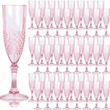 Copas de champán de plástico, copas de vino de plástico azul, copas de champán reutilizables para bodas, despedidas de soltero, brindis y eventos. - Rosa - Ver 9