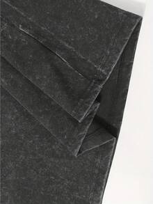 Printed Summer Youth Men'S Loose Short Sleeve Washed Vintage 230g Pure Cotton Comfortable Breathable Casual Street Round Neck T-Shirt - 黑色 - 查看 3