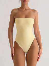 Body bandeau de tela de doble capa blanco de alta gama XLLAIS, estilo minimalista de resort casual diario para mujeres