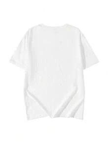 Unisex Camiseta casual de manga corta y cuello redondo para hombre con estampado de letra, ideal para el verano y el streetwear - Blanco 1 - Ver 2