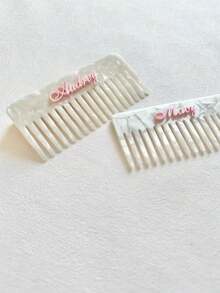1pc Personalized Elegant Ladies' Vintage Acetate Comb (With Custom Name Text), 3D Text Craftsmanship – This Unique Hair Accessory For Women Is An Excellent Gift For Her, Suitable For Birthdays And Ideal For Gifting To Bridesmaids, Brides, Mothers, Teachers, And Friends. It Also Makes A Great Christmas Gift. - Pink - View 6