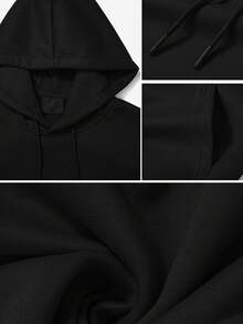 Women's Bee & Be Kind Graphic Print Hoodie - Black Casual Sweatshirt , Long Sleeve Hoodie For  Fall & Winter, Bee Hoodie, Seasonal Versatile Hoodie, Motivational Text Style, Birthday Hoodie To Friends Gift, Birthday Gift - màu đen - Xem 3