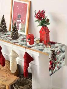 1pc, Christmas Themed Tablecloth,Polyester Christmas Decoration, Holiday Party Home Kitchen Dining Room Decoration, Elf Winter Christmas Tablecloth - Multicolor - View 6