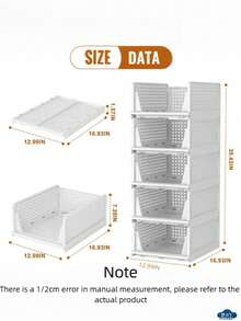 Phyllia 4 件装衣柜收纳整理箱，可堆叠塑料折叠抽屉篮，适用于厨房橱柜、食品储藏室、办公室、卧室、浴室，白色。可收纳衣柜内各种物品，也可将轻便物品存放于多个位置。可堆叠塑料收纳篮，可折叠衣柜整理箱，4 件装抽屉架收纳盒，适用于衣柜、厨房、浴室、办公室、宿舍，白色。
