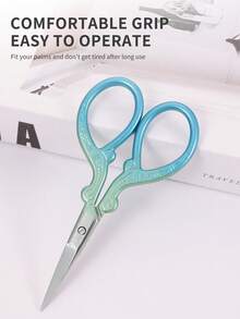1pc Stainless Steel Ombre Precision Pointed Scissors, Multifunctional Vintage Beauty Embroidery Scissors For Facial Hair, Eyebrows, Eyelashes, Beard, Nose - Suitable For Home, Travel And Outdoor Use