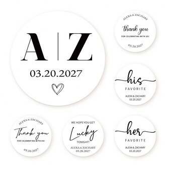 4-26cm Custom Stickers Labels, Monogram Personalized Decals Stickers With Text, Stickers With Variety Of Sizes, Fade Resistant, Perfect Wedding Favor For Guest Gifts, Thank You Stickers, Handmade Wedding Stickers, Snack Bag Stickers, Desserts Favors Stickers, Gifts For Him/Her,Customized Wedding Accessories